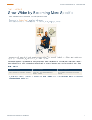 First page of the specialist growth guide